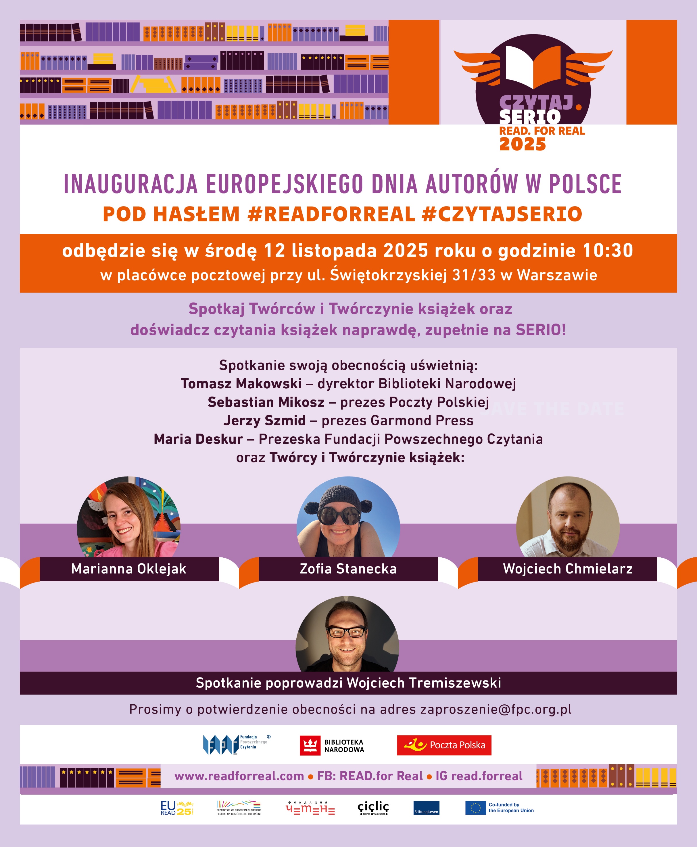 Czytaj.Serio! - ReadForReal zaproszenie na inaugurację Europejskiego Dnia Autorów